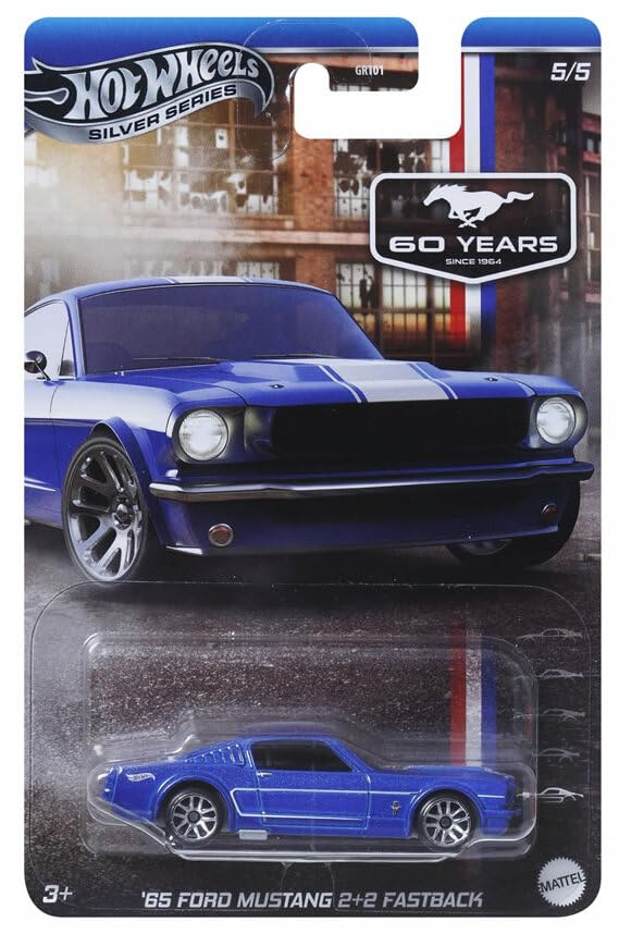 Image of Hot Wheels 65 Ford Mustang 2+2 Fastback 60 Years Silver Series for 3 Years & Above 5 /5 (Blue)