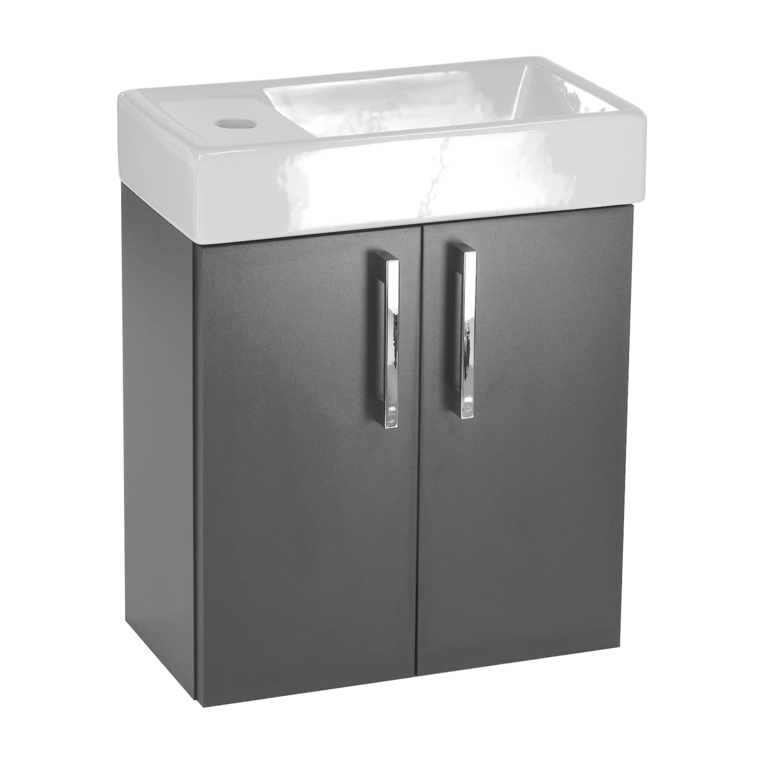 Waschbecken mit Unterschrank 41 x 50 x 21.5 cm (BxHxT) Majorka, Badezimmerschrank hängend, Waschtisch mit Unterschrank, Badezimmermöbel für Gäste WC, Waschbeckenunterschrank - Grau