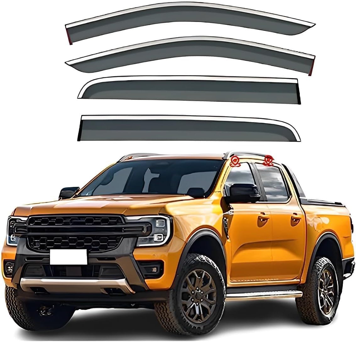 PANXUC Car Wind Deflectors for Ford Ranger Raptor T6 MK2-P703 2023, Side Window Wind Rain Deflector Window Visor Sun Rain Guard Smoke Guards