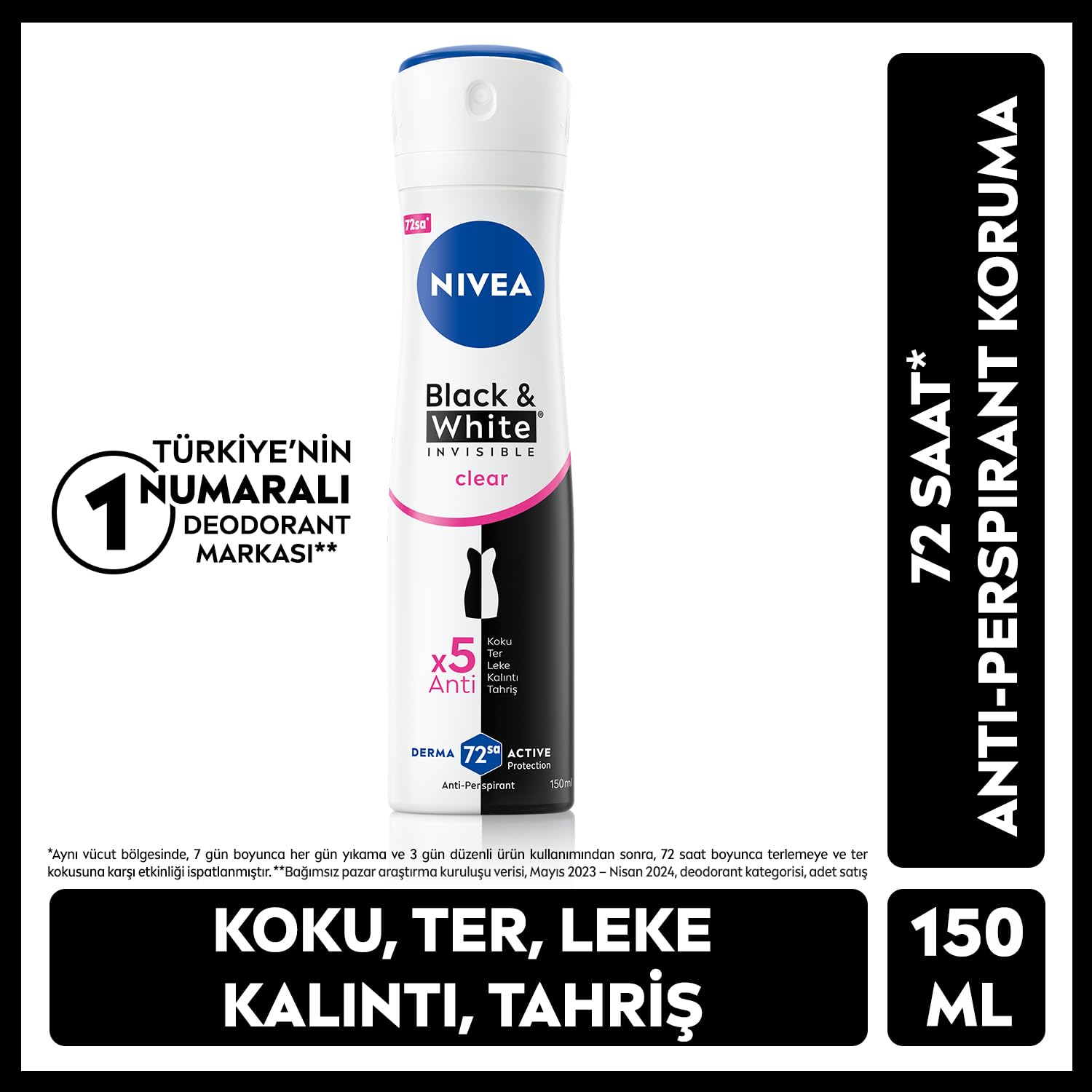 NIVEA Yoğun Nemlendirici El Kremi 75ml + NIVEA Kadın Sprey Deodorant Black&White Invisible Clear 150 ml