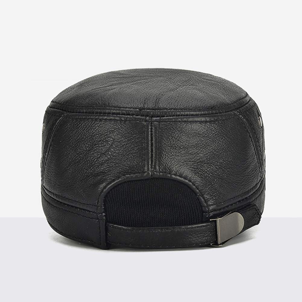 Cappelli Invernali, Cappello da Baseball in Pelle con paraorecchie, Caldo Berretto Sportivo all'aperto per Anziani, Inverno(Black-A)
