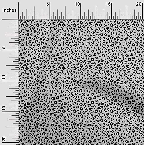 oneOone Polyester Spandex Light Gray Fabric Leopard Animal Skin Fabric for Sewing Printed Craft Materialby The Yard 56 Inch Wide