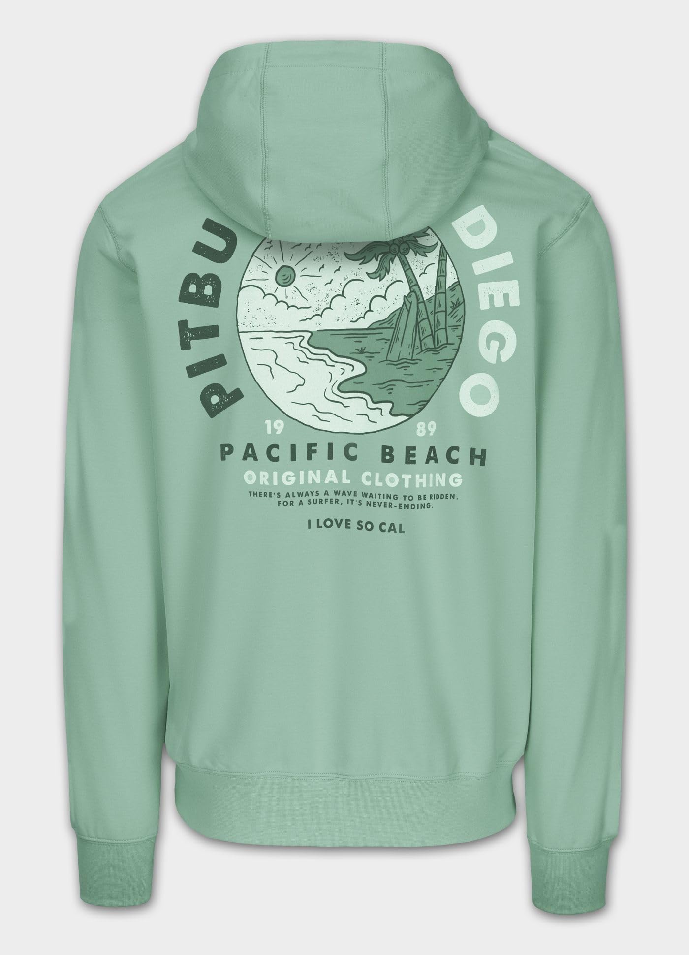 PITBULL Herren Zip Hoodie Planet SURF – Kapuzenpullover mit Reißverschluss, Tricot Terry 280g, Rückenprint, atmungsaktiv, elastisch, mit Taschen – Leichter Sommer-Hoodie im Surf-Design