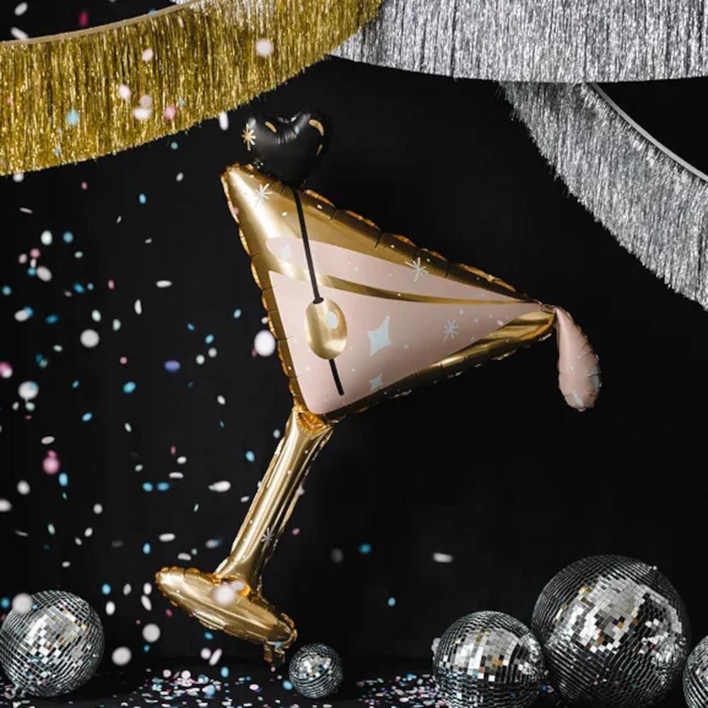 Realistic Giant Martini Glass Balloon PartyDeco 39x33.5 Inch Foil Cocktail Balloons for Bachelorette, Wedding, Birthday, Hen Party Dirty Martini Theme, Bikinis and Martinis Decorations