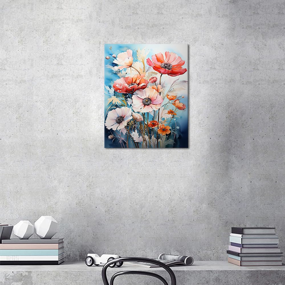 Kit De Pintura Por Números De Flores De 57x47 Cm Para Adultos – Lienzo De Lino Con Acrílicos Y Pinceles