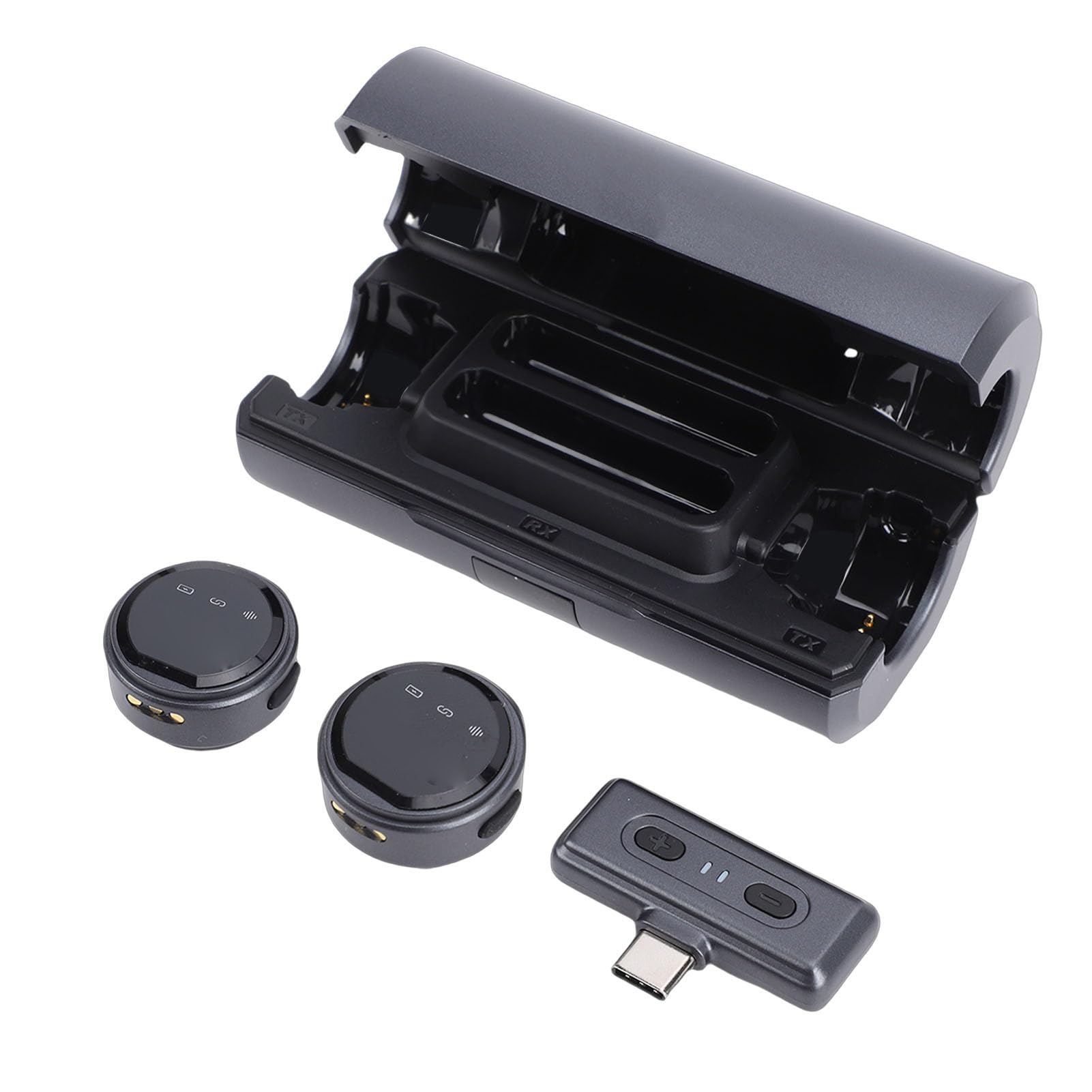 Microfono Wireless da Bavero, Riduzione Avanzata del Rumore, Microfono Lavalier Wireless Bluetooth con e Ricevitore per Streaming Live, Registrazione Video Breve, Ideale per