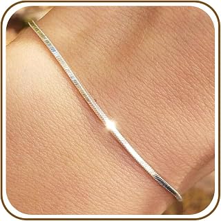 2MM Sterling Silver Square Snake Chain Bracelets for woman&Men's,Luxury Mens Bracelet,High-end Chain Bracelets for Men,Hypoallergenic Stacking Bracelet Gift for Grilfriend/Boyfriend/Beloved/Mom Dad