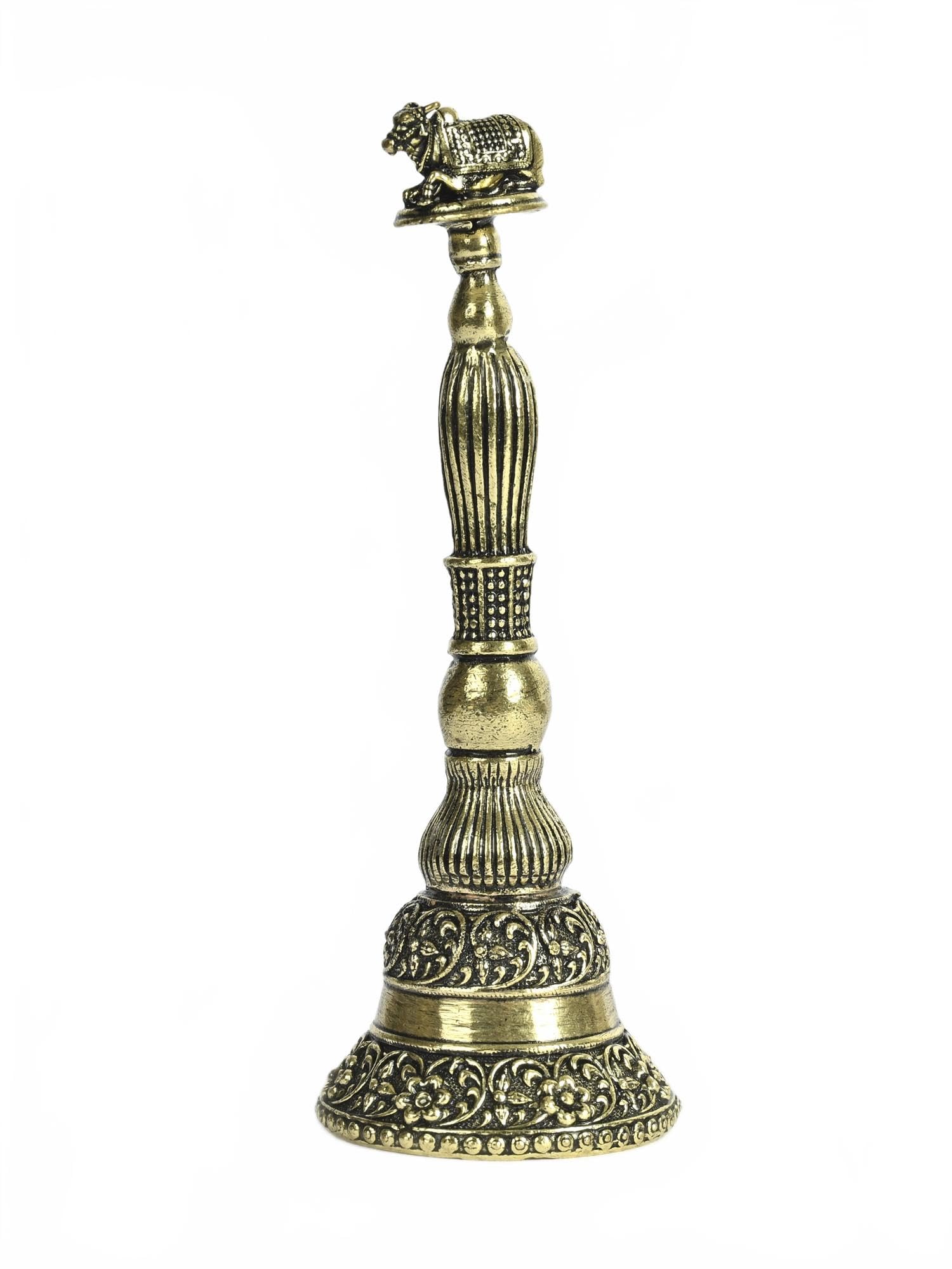 Exotic India Small Superfine Brass Nandi Bell Auspicious Sacred Puja Items for Rituals, Temple and Home Altar Décor