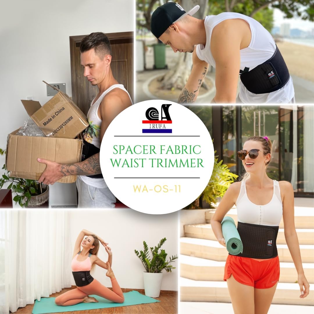 IRUFA,WA-OS-11,3D Breathable Spacer Fabric Waist Trimmer, Body Shaper, Abdominal Binder, Black