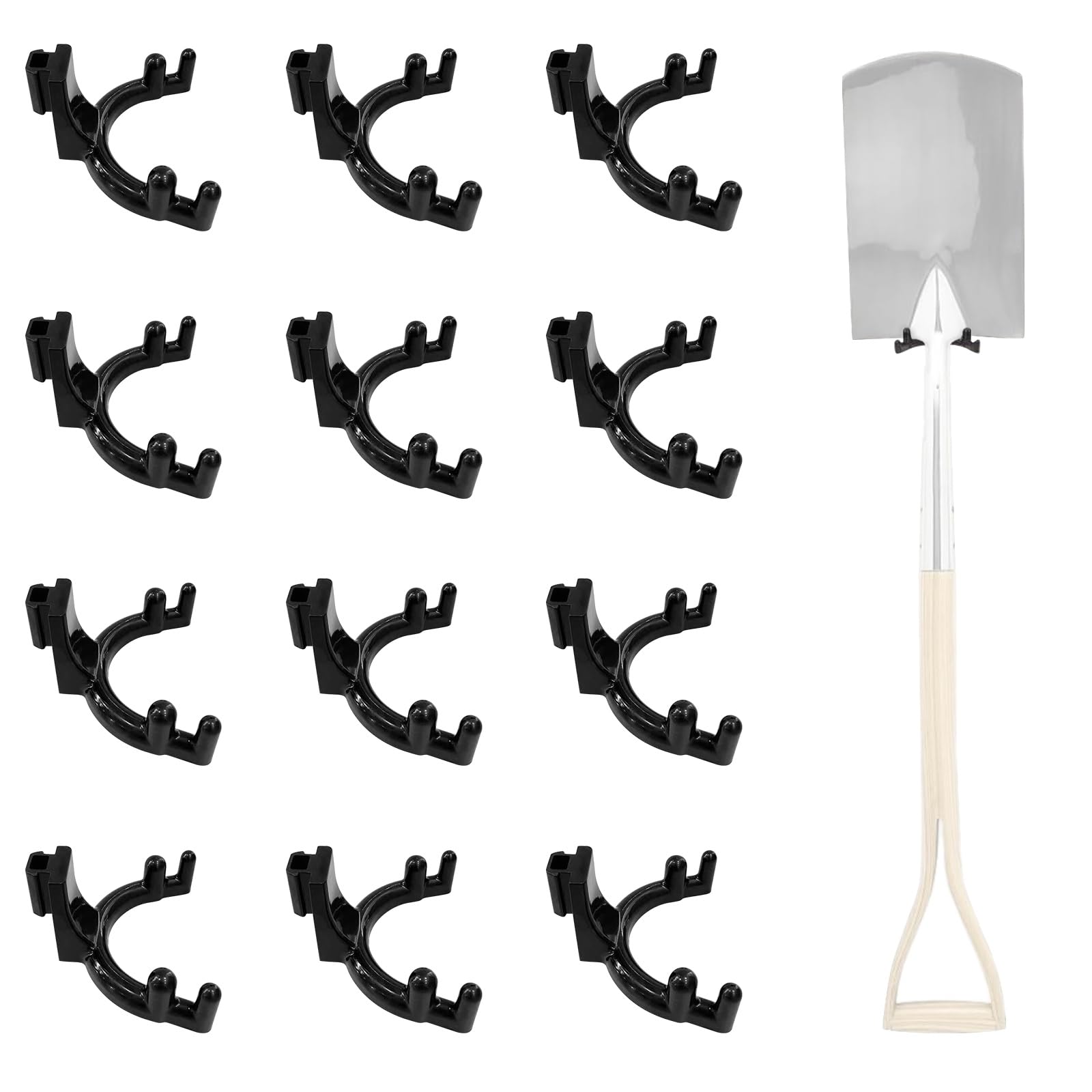 Kangnice 12PCS ABS Garage Wall Hooks Heavy Duty Storage Organizers for Garden Tools Shovels Hammers Rakes Space Saving Garden Tool Organizers