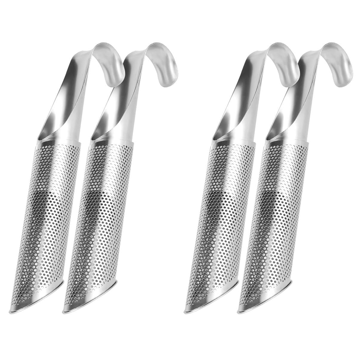 CTRLZS Fine Mesh Stainless Steel Tea Strainer 4Pcs Infuser Pipe Filter with Hanging Hook Handle Interval Diffuser Tea Steeper