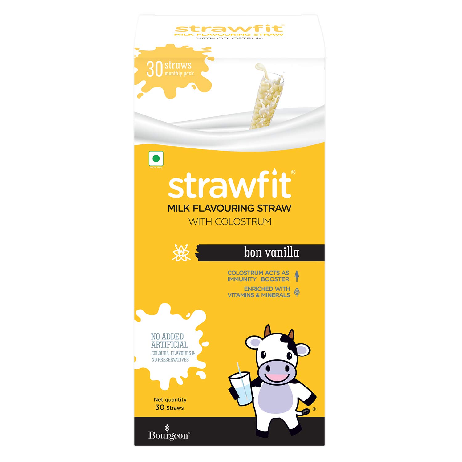 Strawfit Bon Vanilla Flavoring Straws with Colostrum for Immunity | Yummy, Nutritious and Healthy Choice | New Way of Drinking Milk | India's 1st Milk Flavored Straw - (Pack of 1, Total - 30 straws)-image-24
