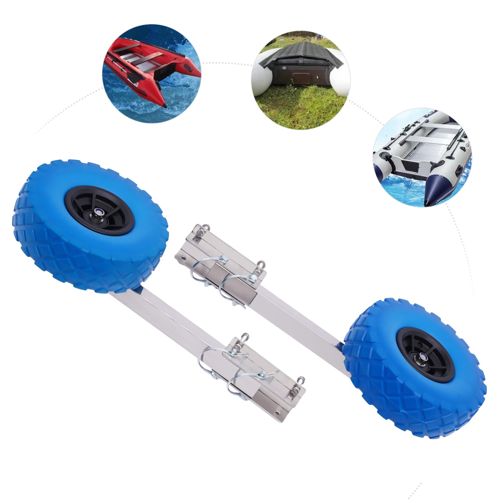Ruote scorrevoli, ruote gonfiabili, ruote per il trasporto, canoa in acciaio inox, carico massimo 150 kg, ruote gonfiabili utilizzate per tutti i tipi di barche e rimorchi, ecc