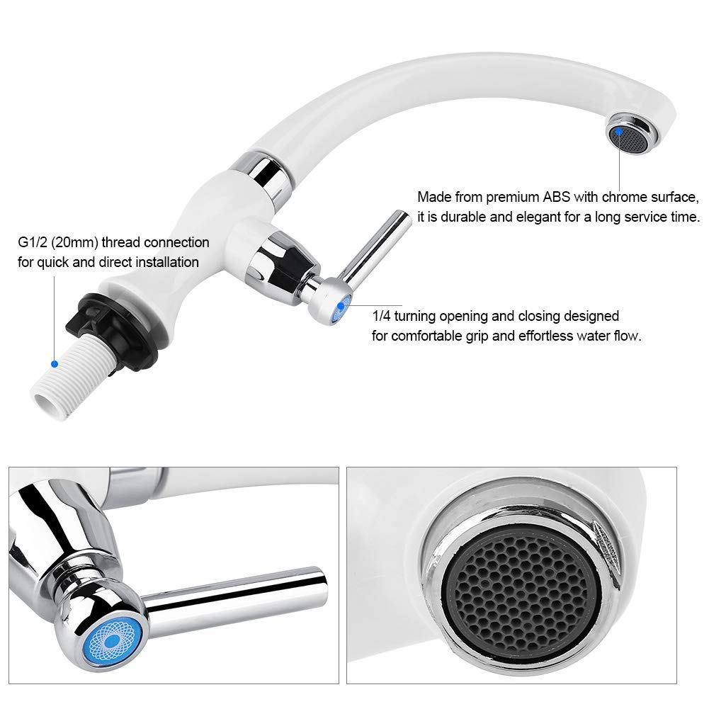 ABS Single Cold Water Faucet Chrome Surface G1 2 Thread Connection 13x11cm Black or Silver for Kitchen Sink — view 5