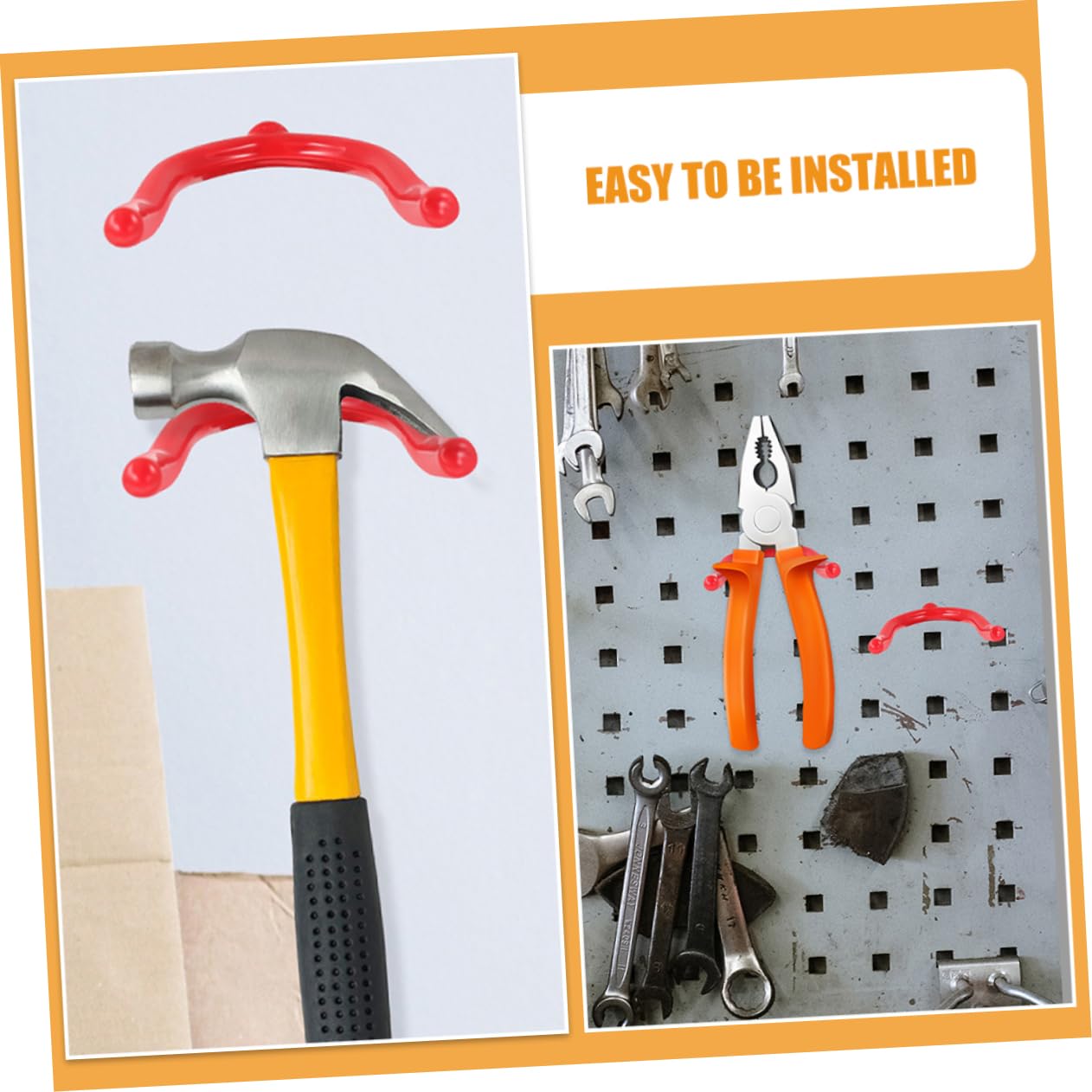 KOMBIUDA Ganci da Garage a Vite in Acciaio Rivestiti in Vinile 12 Pezzi | Design Curvo verso L’alto, per Attrezzi e Rastrelli, Rosso, per Garage e Giardino