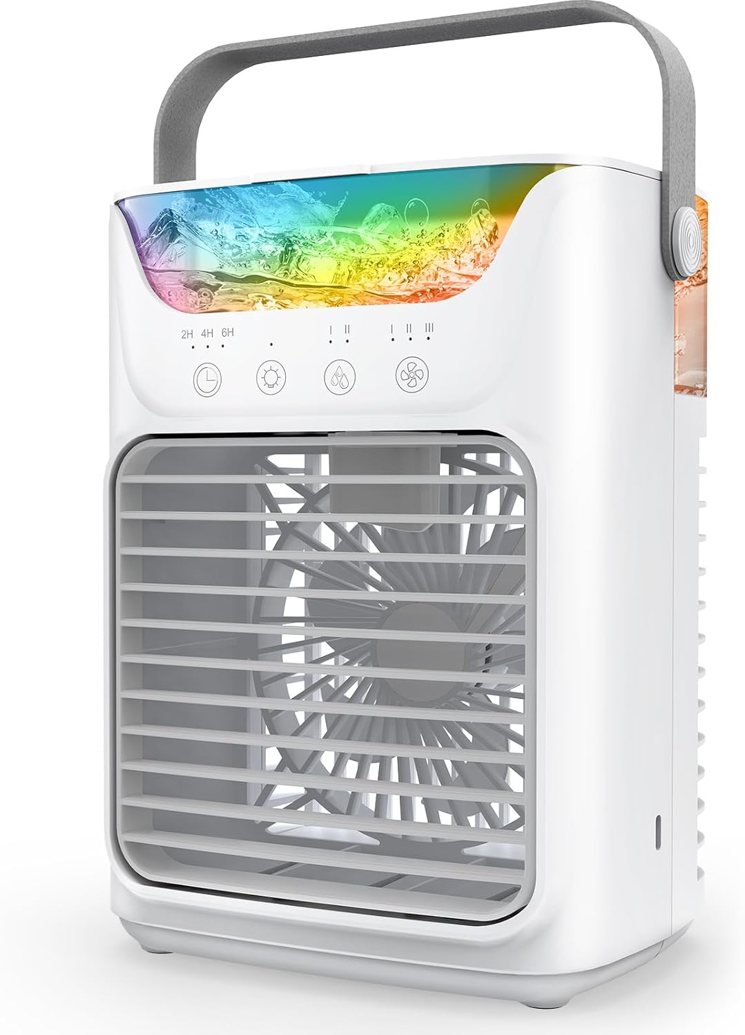 Portable Air Conditioners, Instantly Cooling Air Conditioner Portable with 3 Speeds, 2 Mist Settings, 650 mL, 7 Color Lights, Mini Personal Evaporative Air Cooler for Bedroom, Camping, Car, White