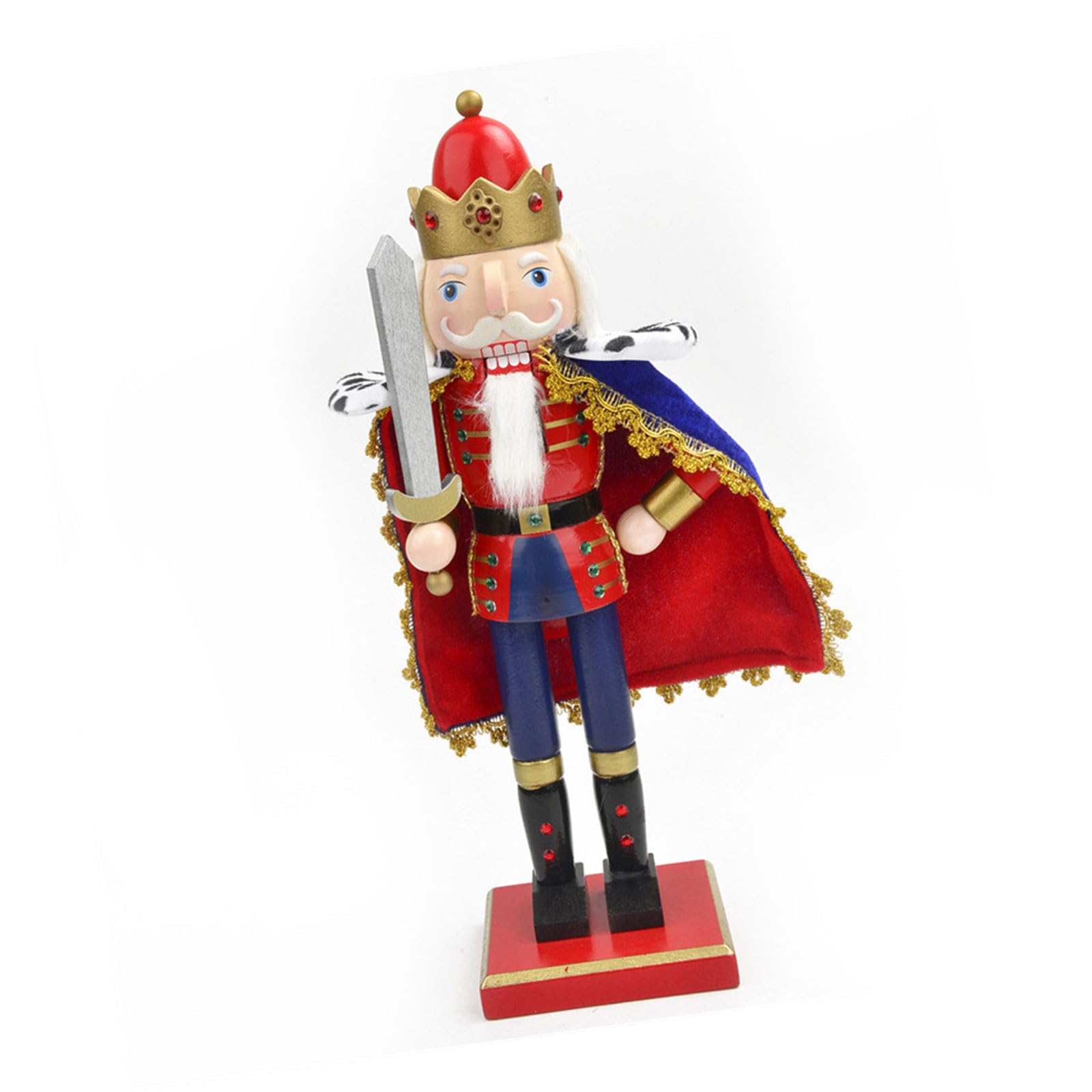 Casse-noisette en bois de 38 cm style soldat avec cape rouge pour décoration de Noël