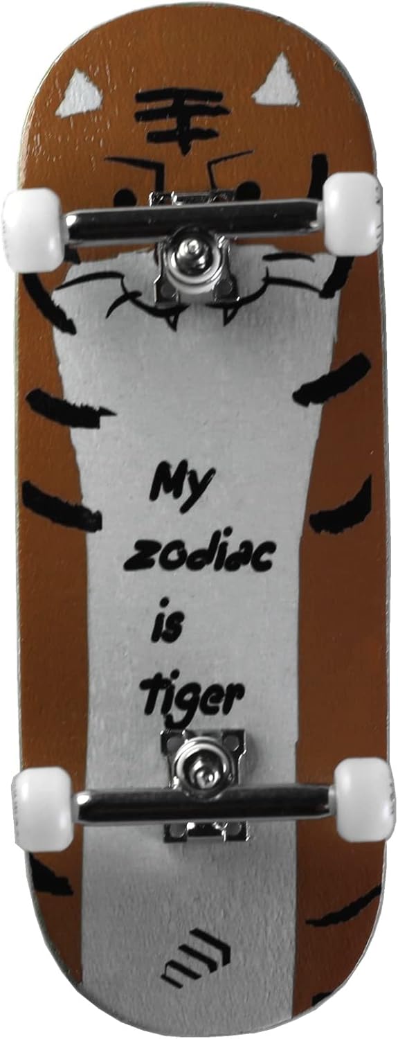 Fingerboard Complete (Noah Team 9.5S Short Nose Short Tail) Wood Hand Mould Made(+34mm Prince Silvery Trucks)(+NW Handmade PRO Logo Wheels ii)(Zodiac Tiger)