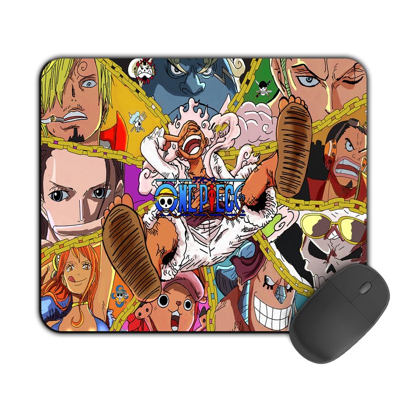 Kirmada Gaming Mouse Pad – Luffy Crew (One Piece) Non-Slip Rubber Base – Durable, Smooth Surface, Ergonomic Design – Easy to Clean -Small Size for Mackbook,Laptop,Desktop