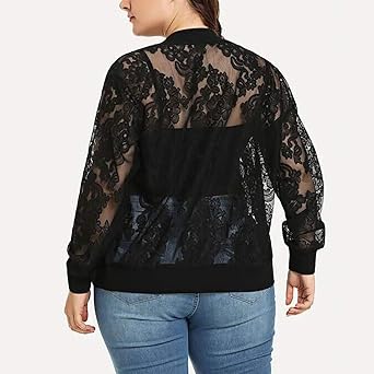 plus size lace bomber jacket