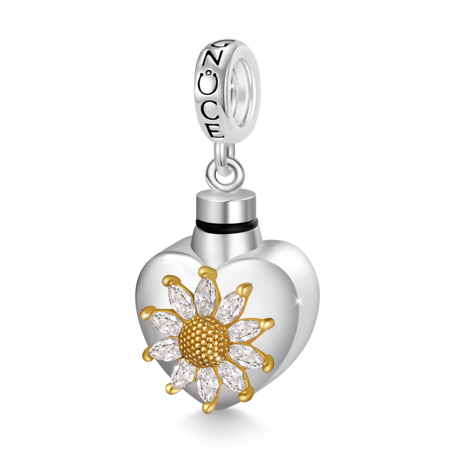 GNOCE Charm Anhänger Forever In My Heart Herz Gedenk Urne-Asche Anhänger 925 Sterling Silber Charm Fit Alle großen Marken von Armband/Halskette