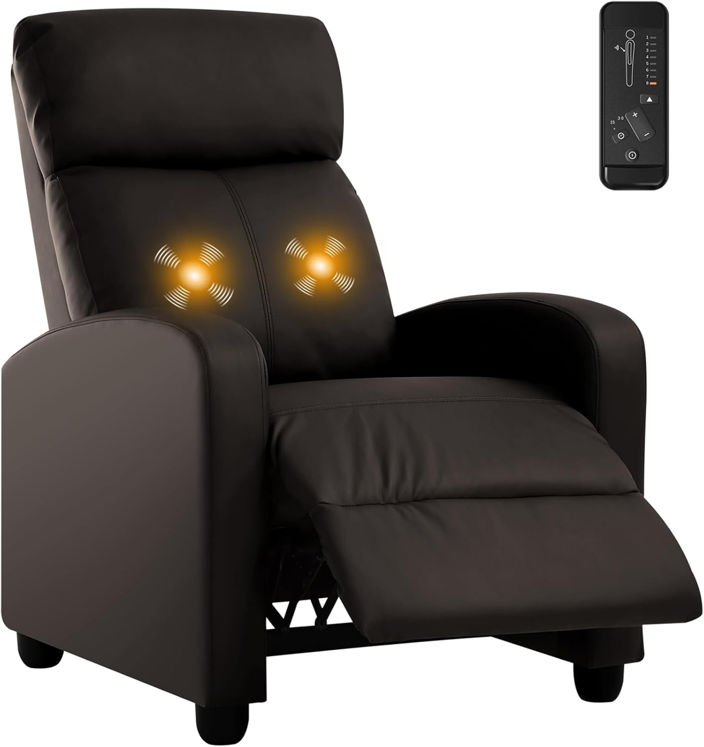 BLKMTY Massage Recliner Chair for Living Room, Single Sofa Recliner Adjustable Reading Chairs Modern Ergonomic Recliner Club Chair Home Theater Seating Massage Leather Lounge, Red