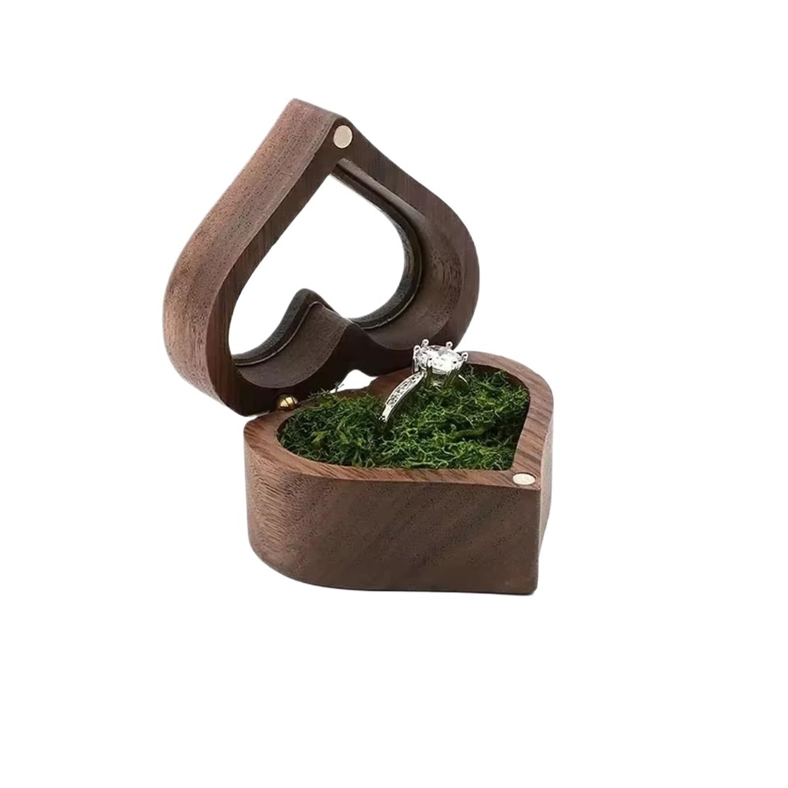 LCKKJHG Wedding Ring Box 1PCS Walnut Wood Ring Box For Wedding Ceremony Jewelry Storage Proposal(Red)