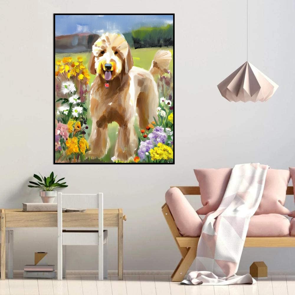 Paint by Number Kits Goldendoodle Dog Paint by Numbers,DIY Oil Painting Acrylic Paints for Wall Art 12x16inch(30x40cm) Frameless
