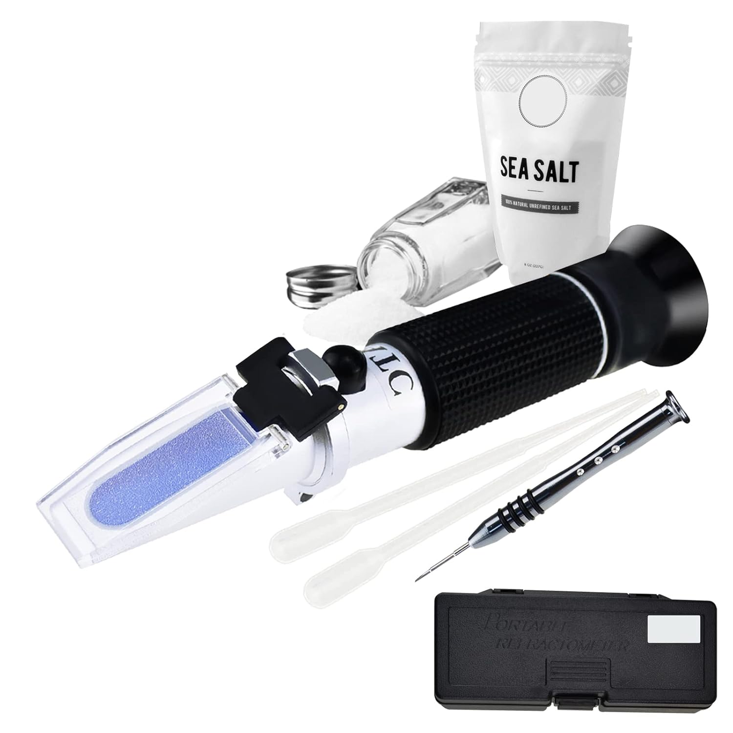 DANOPLUS Handheld Brix and Salinity Refractometer with ATC, Dual Scale