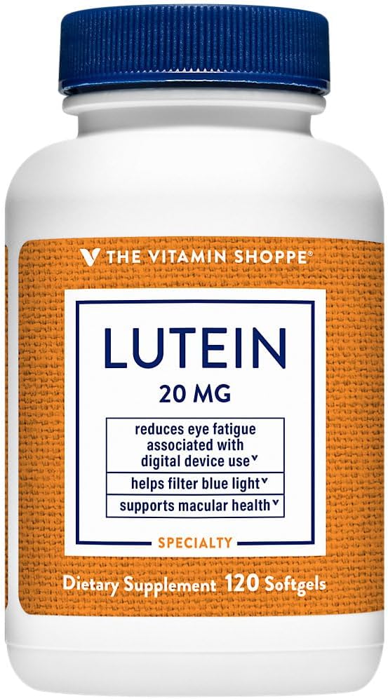 The Vitamin Shoppe Lutein 20 MG - Eye Health, Vision Support & Blue Light Protection, Carotenoid Antioxidant (120 Softgels)