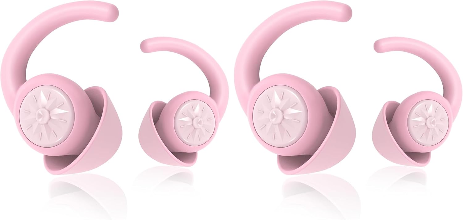 PK-Pink Ear Plugs for Sleeping - Noise Cancelling Earplugs for Snoring & Work Construction - Soft Silicone Hearing Protection (Pack of 2)