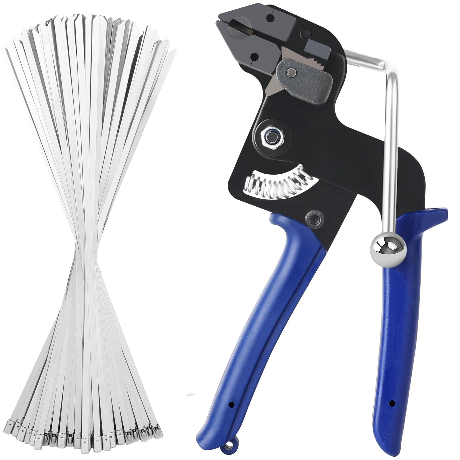 100 Pièces Pistolet pour Serre-Câble Inox, Kit de Collier de Serrage Métallique pour Tension et Coupe, Cerclage Métallique, Pistolet à Attache en Métal pour Industrie et Agriculture