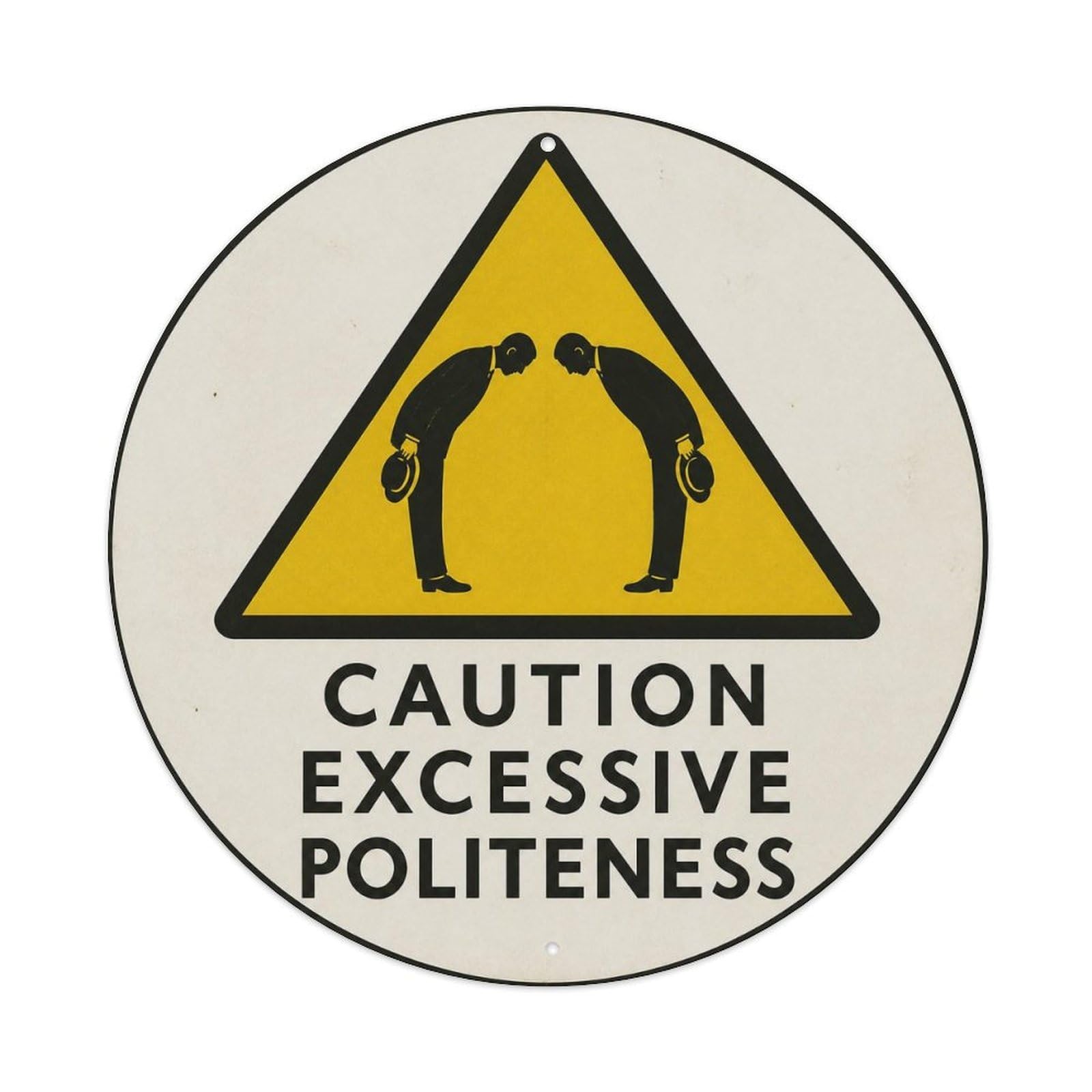 Olyhtr 8X8inch Classic Style Polite Manners Humor Notice British Illustration Style Metal Tin Sign
