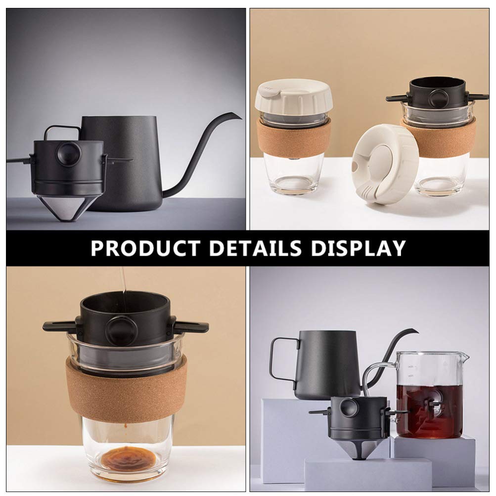 Hemoton 1pc Reusable Coffee Dripper Manual Stainless Steel Filter for Single Cups and Travel Mugs Fits Food-grade Material for Coffee