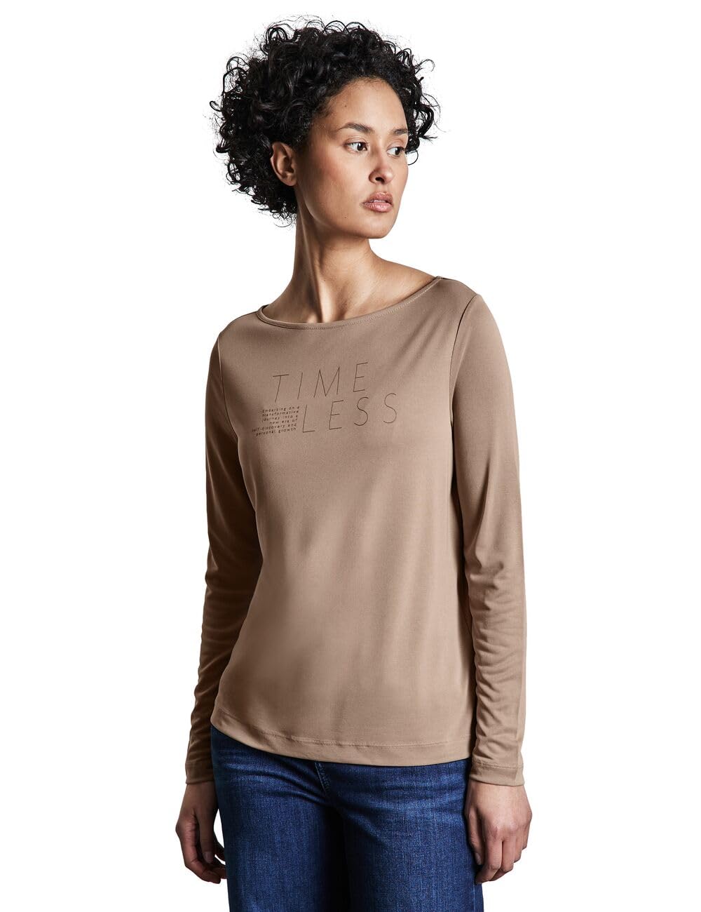 Street One Damen A322600 Silk-Look Shirt mit Wording