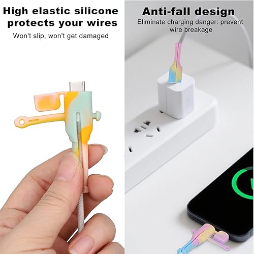 Miniatura 3 de 6 juegos de protectores de cable de carga para Apple de 18 W20 W, protector de cable antideslizante de silicona a prueba de polvo, 3 en 1, cubierta