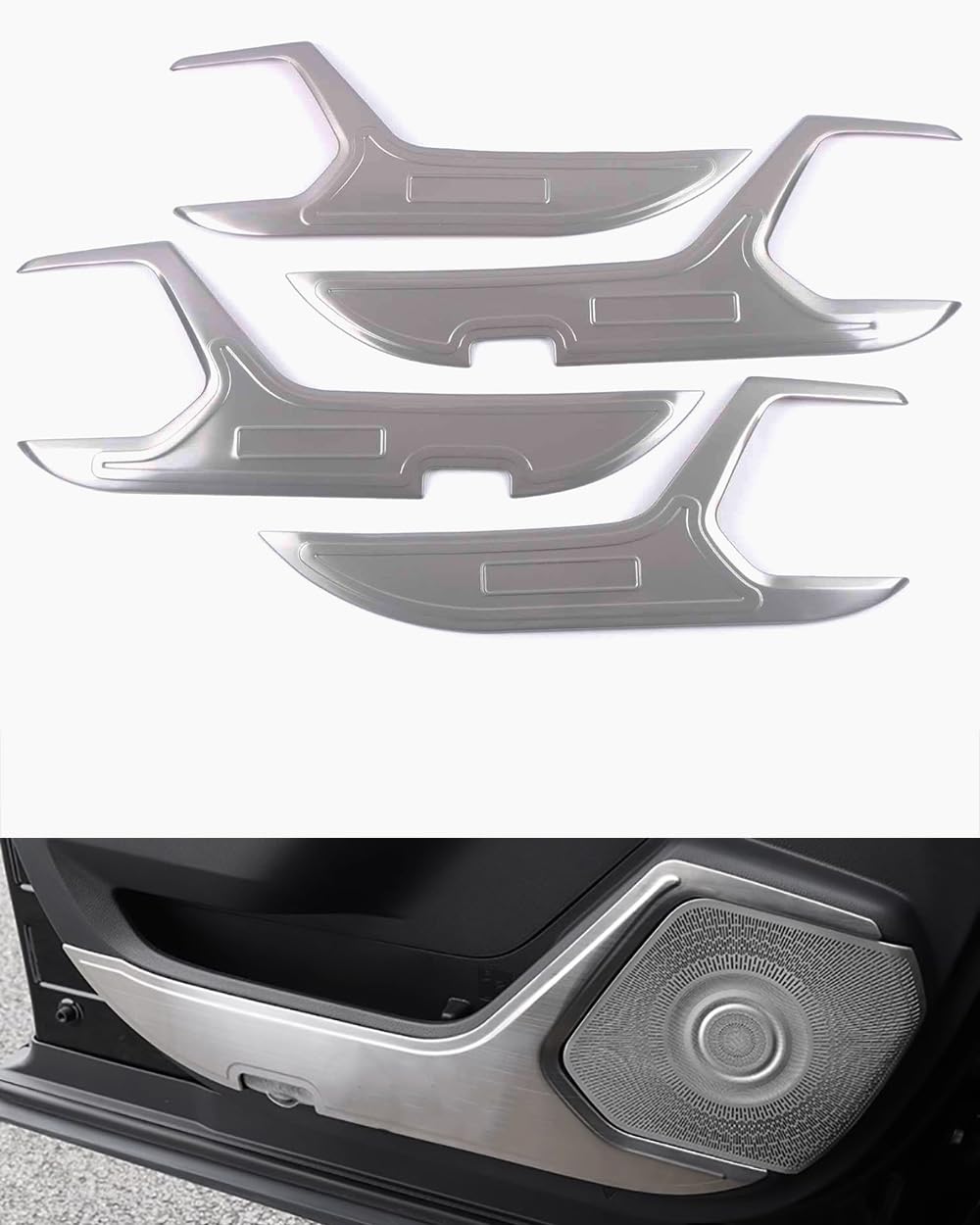 Car Accessories Compatible withToyota Highlander 2020-2023 Stainless Steel Door Anti Kick Panel Protector Guard Cover Trim 4Pcs Matte