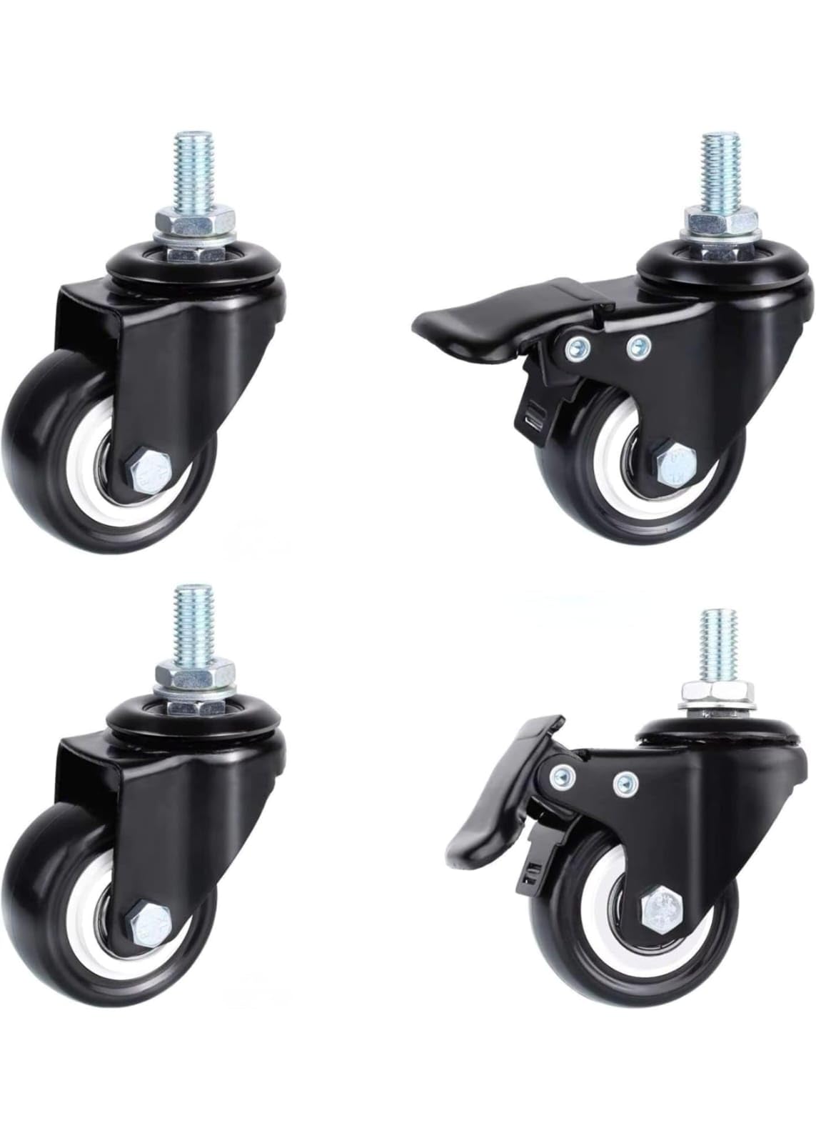 Heavy Duty Castor Wheels Furniture | Set of 4 Heavy Duty Caster Wheels with Brake & Without Brake | M10 Threaded Stem Swivel Castor Wheels | 360° Rotation | Trolley,-image-42