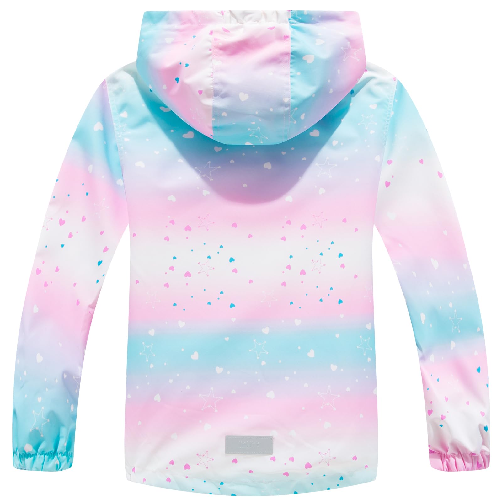 Fewlby Regenjacke Mädchen, Softshelljacke Kinder Regenmantel mit Kapuze Windbreaker Wasserdichte Jacke Leichte Übergangsjacke, 9-10 Jahre