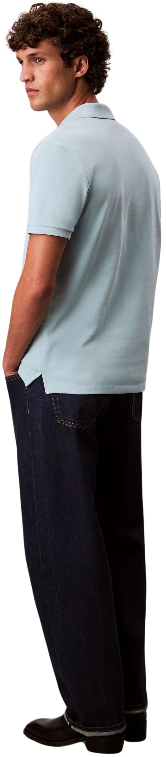 Calvin Klein Uomo Maglietta Polo Maniche Corte Monogram Pique in Cotone