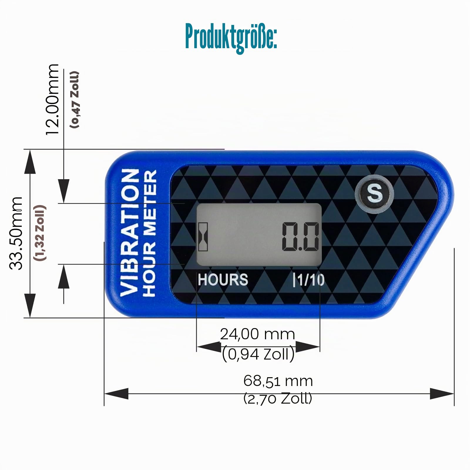Runleader Digital Wireless Hour Meter,Vibrationsbetrieb | für Golfwagen Traktor Generator Kompressor Kettensäge Motorrad Dirt Bike Hochdruckreiniger und gas-/dieselbetriebene Maschine