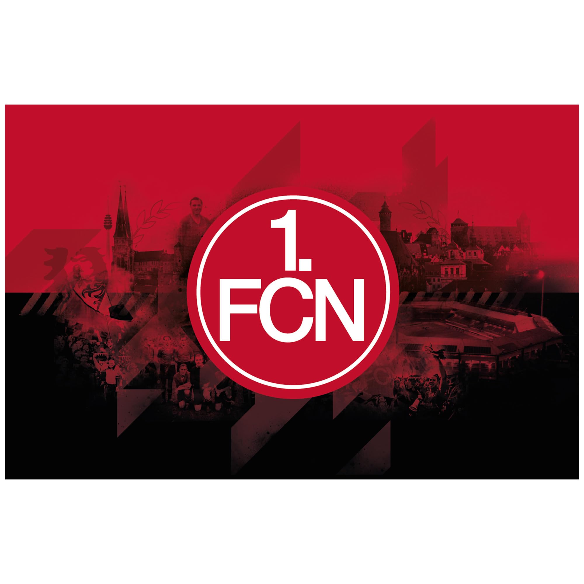 1. FC Nürnberg FCN Hissfahne 140 x 90 cm - mit schwarzen Karabinern I rot-schwarz I Originalware - Fahne Flagge Club