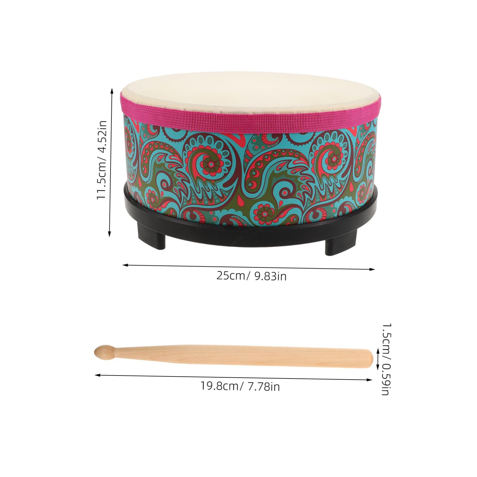 ifundom Bongos Infantiles de Percusión de Mano de 10 Pulgadas Diseño Floral Verde, Instrumento Musical Seguro de Madera, Juguete Educativo para Actividades Grupales y Desarrollo