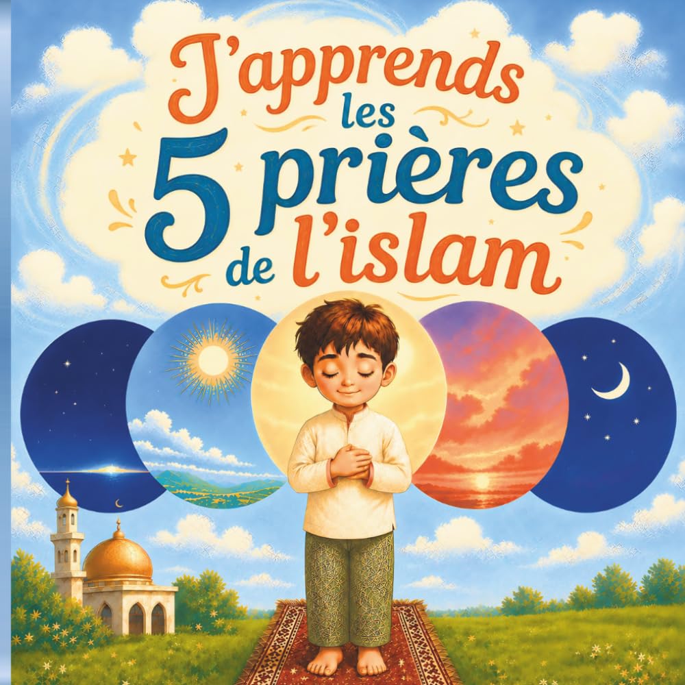 J’apprends les 5 prières de l’islam: Un album illustré pour enfants musulmans : reconnaître les heures de prière et découvrir un pilier de l’islam