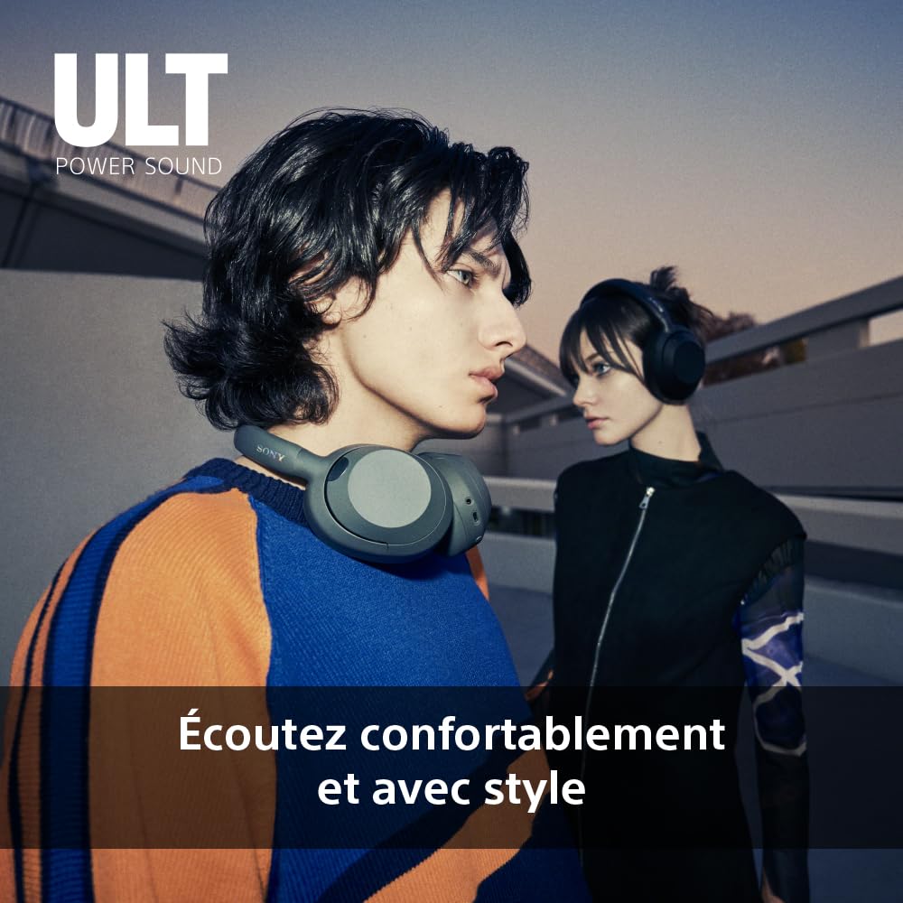 Sony ULT Wear Casque sans Fil Bluetooth ULT Power Sound Basses Profondes Réduction de Bruit Autonomie 30 Heures Noir