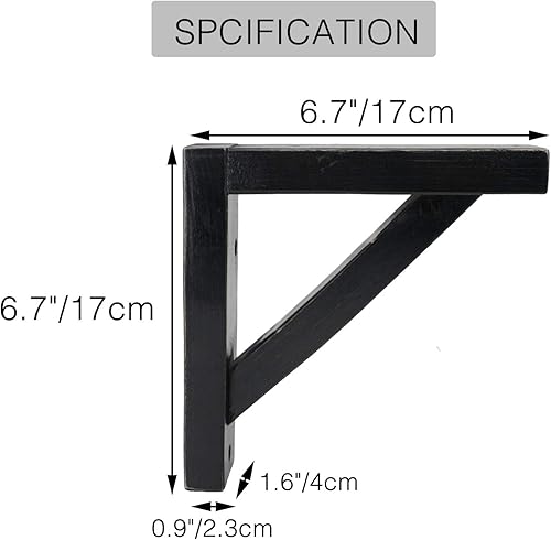 Miniatura 8 de Paquete de 2 soportes de estante de madera triangulares de madera para aplique de tablón, lámpara colgante, soporte decorativo de madera para