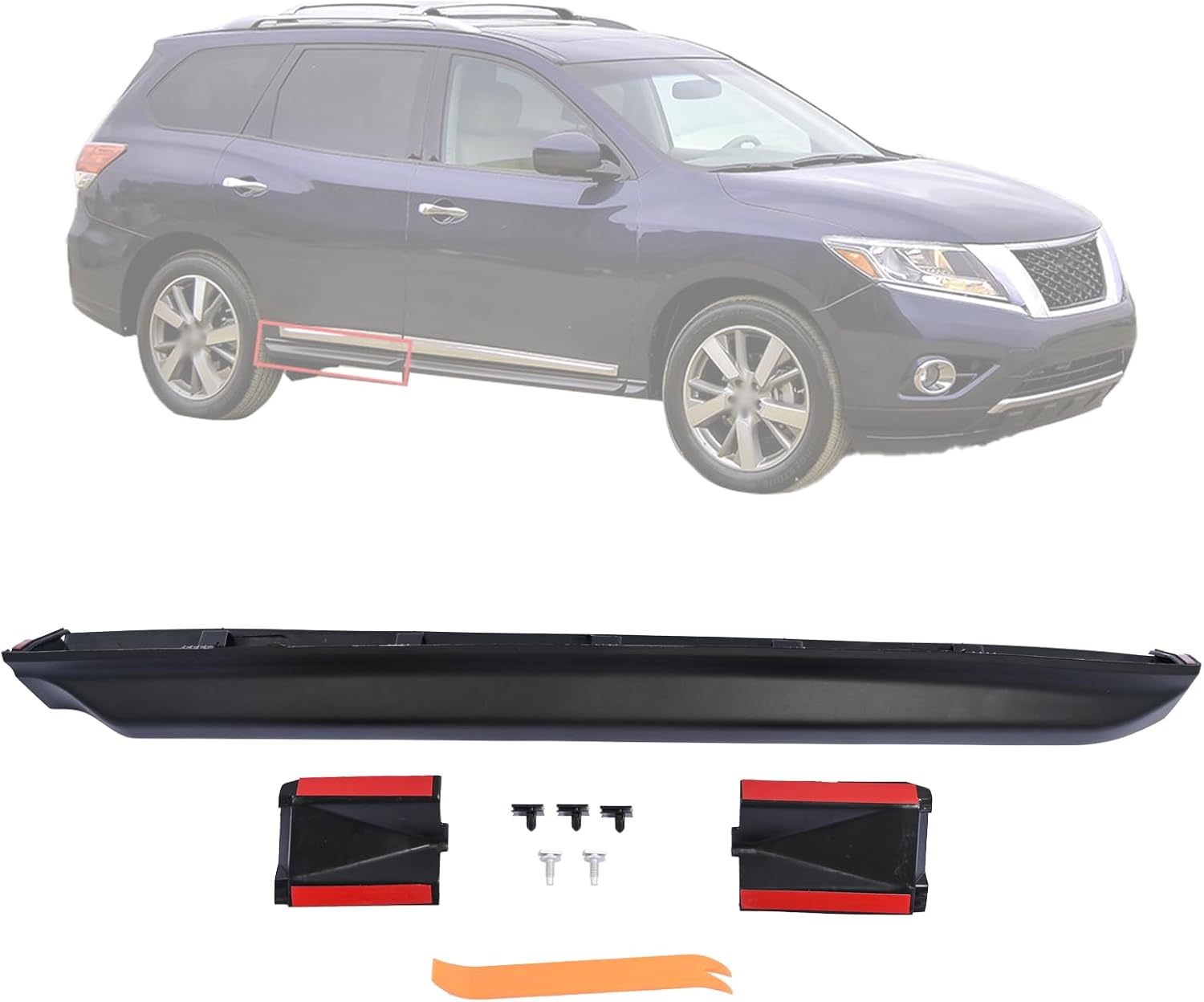 Lower Door Molding Rear Passenger Side Compatible with Nissan Pathfinder 2013 2014 2015 Replace 82876-3KA0A 82876-3KA0B Door Molding Trim