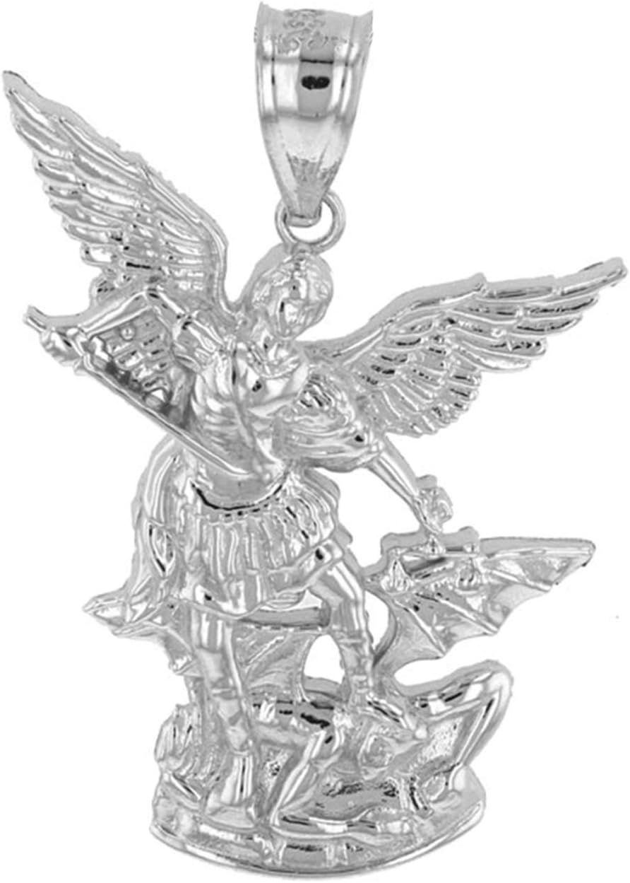 Claddagh Gold - Certified 925 Sterling Silver Catholic Saint Michael The Archangel Pendant (1.35)