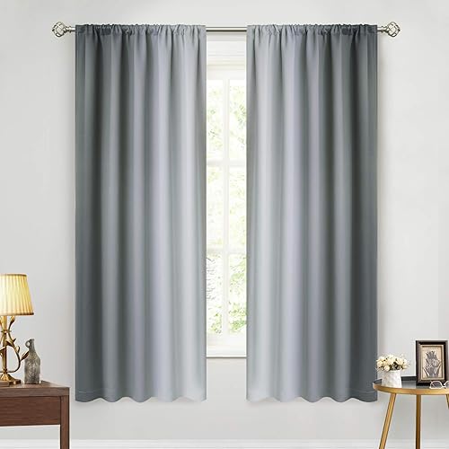 Yakamok Cortinas degradadas para dormitorio, oscurecimiento de la habitación, cortinas de color degradado, aislamiento térmico, bolsillo para barra,