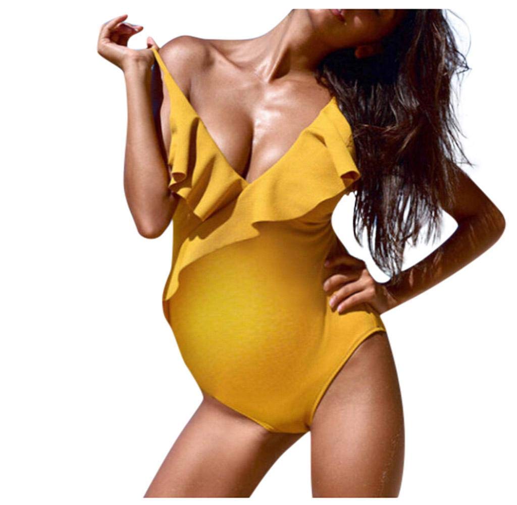 Costume Da Bagno Premaman Intero Tofern - Scollo A V Push Up, Design Che Mostra La Pancia, Per Piscina E Spiaggia, Lavabile In Lavatrice